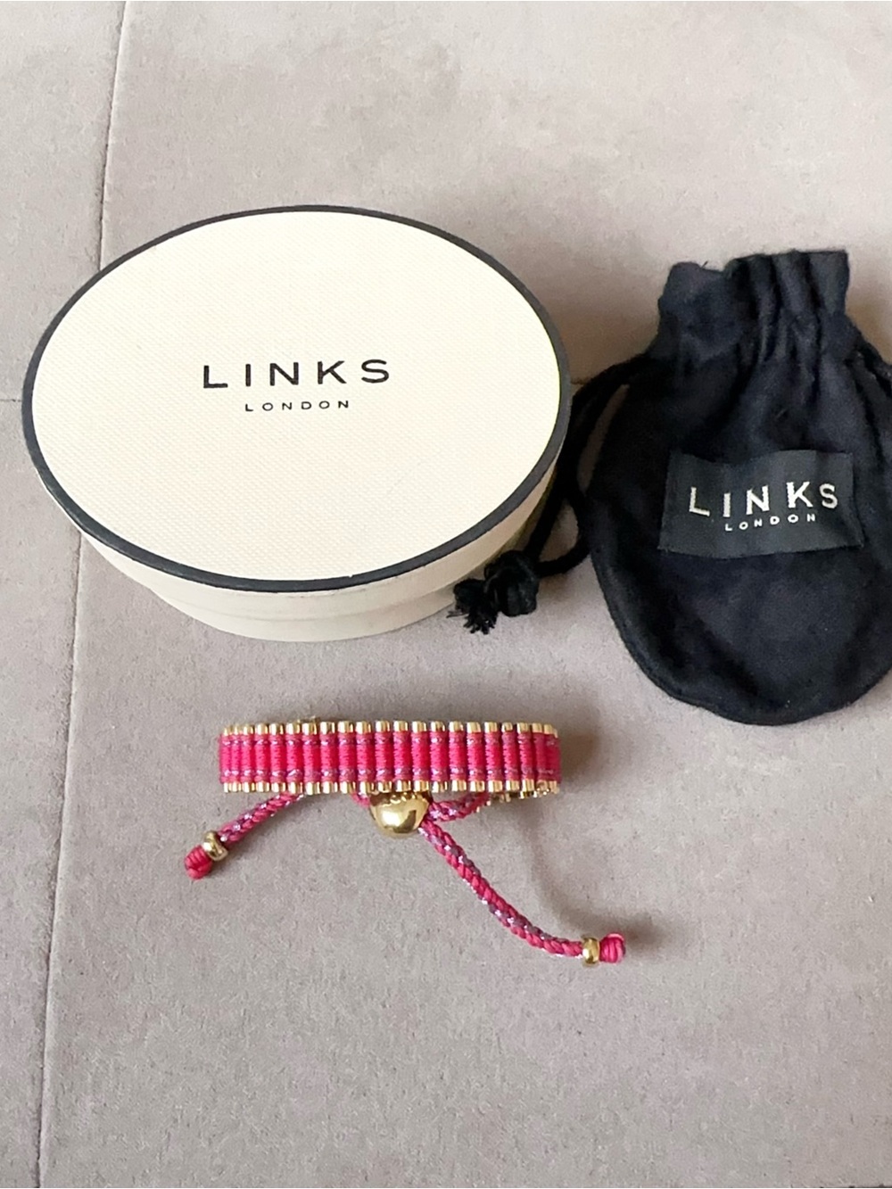 Links of London 18K Gold Vermeil & Fuchsia Cord Friendship Bracelet